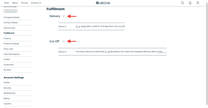 Vendor Defined Fulfilment Screenshot