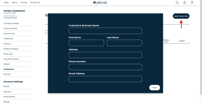 Vendor Order Management Screenshot